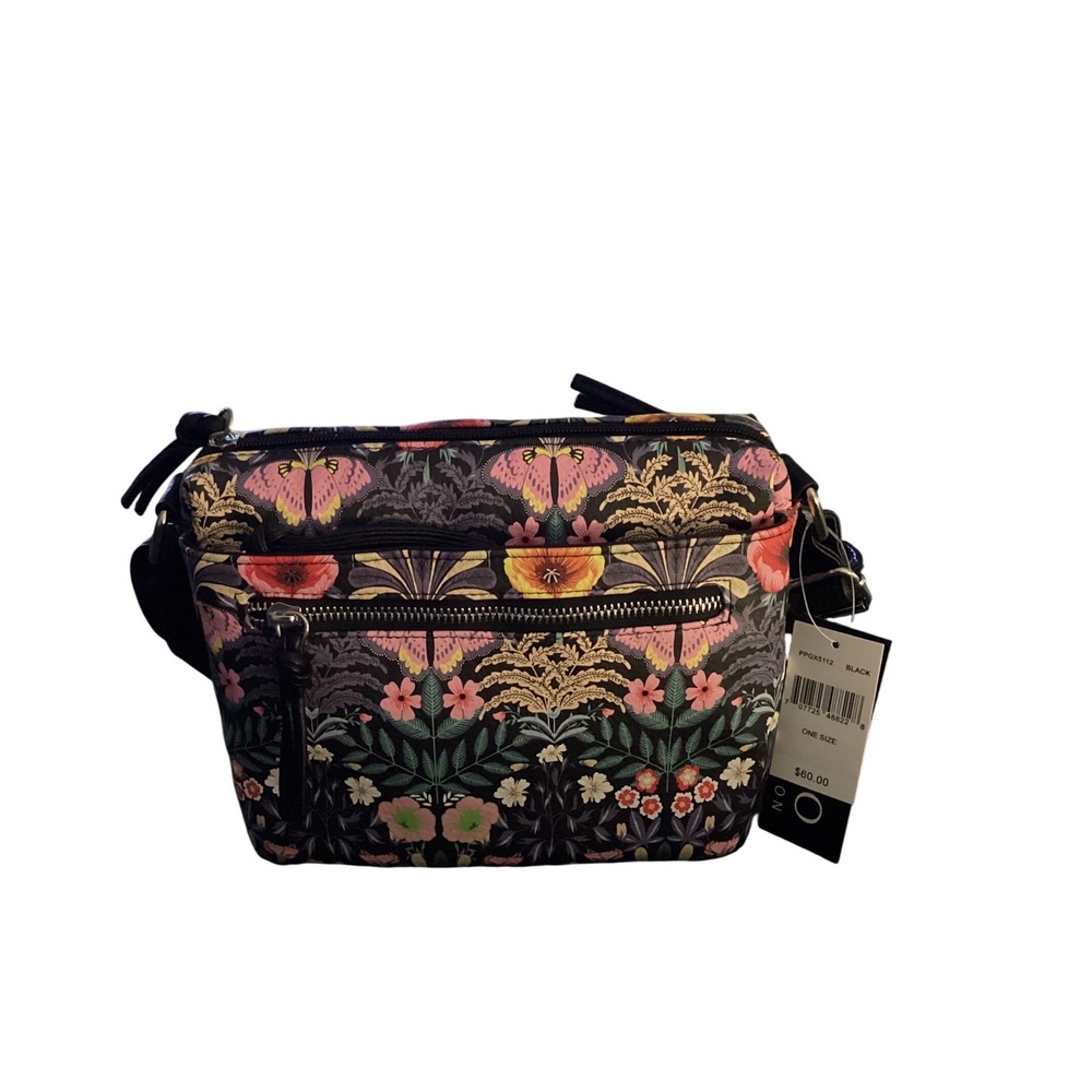 Bueno Collection Black Botanical Butterfly Floral Crossbody Bag NWT‎